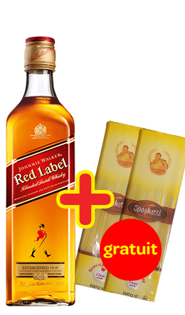Johnny Walker Red Label 75 cl + 2 spaghetti Gold 500 grs