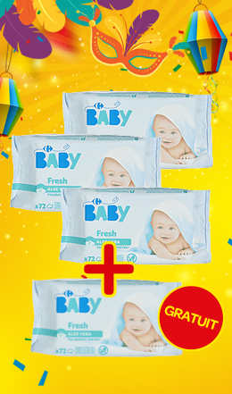 3 paquets de Lingette Fresh Baby achetées = 1 paquet de lingette « Offert »