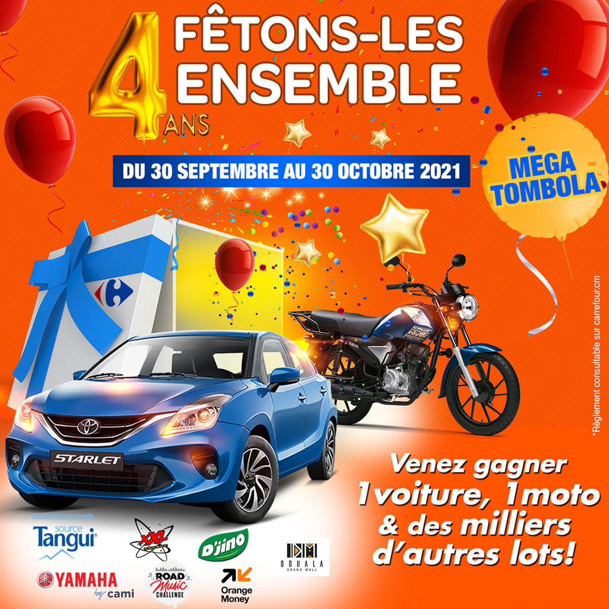 4ème Anniversaire Carrefour : Règlement et conditions de la tombola à Douala